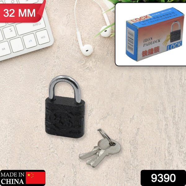 Thickened Black Iron Padlock – Brass Core, Waterproof, Anti-Theft (75/60/32mm)